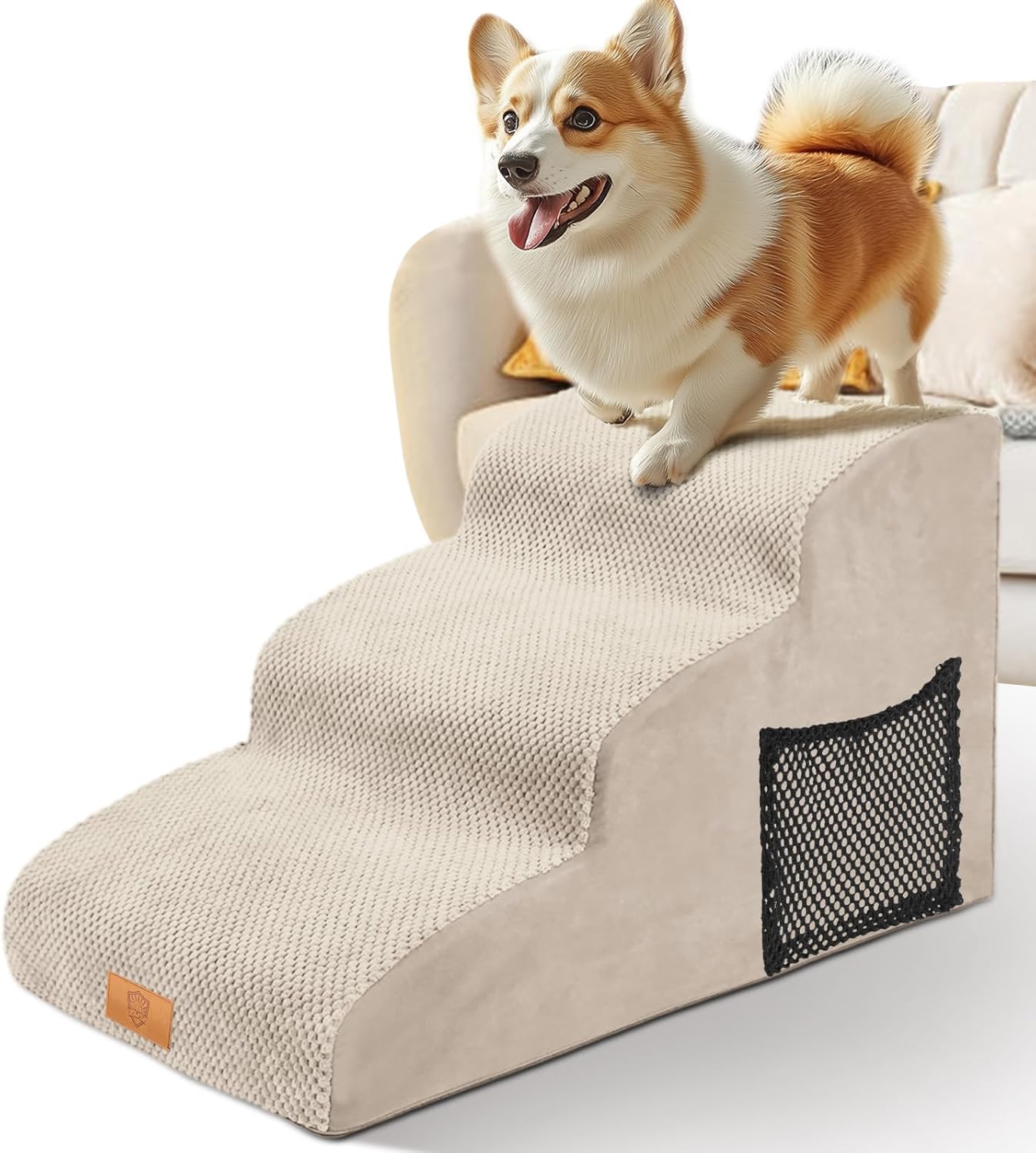 Scaletta per Cani,Masthome Rampa per Cani Letto,Gradini per Cane in Spugna,Scala Antiscivolo per Animal Cuccioli,Anziani e Feriti, con Copertura Rimovibile e Lavabile,per Letto e Divano,Nero