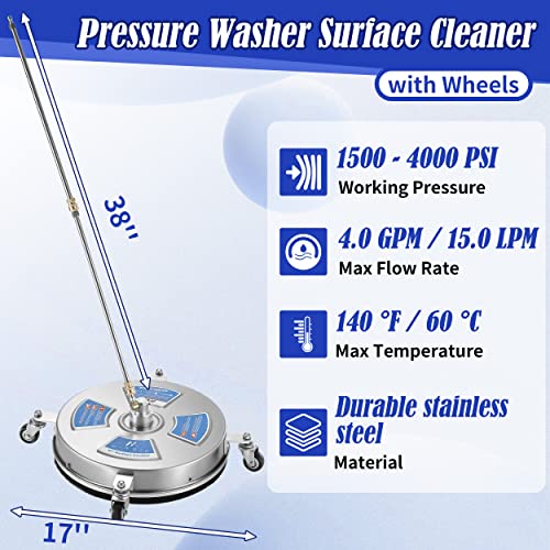 M MINGLE Pulitore per superfici idropulitrice da 43,2 cm, accessori per idropulitrice con 2 bacchette e ugelli di ricambio per idropulitrice, connessione rapida da 1/4