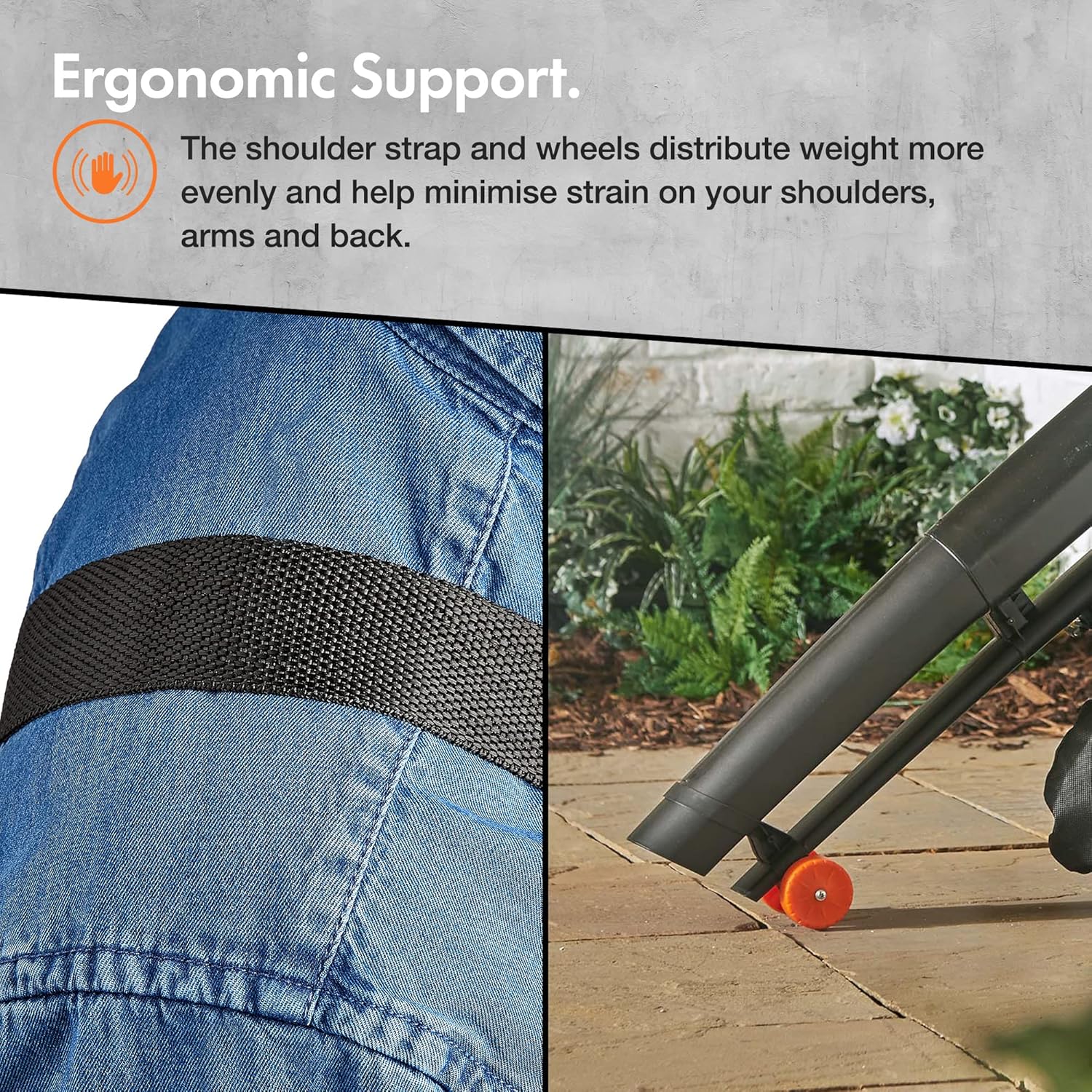 VonHaus 3000W Garden Leaf Blower & Vacuum - Leaf Blower for Gardens, Gutters, Driveways - Lightweight with Shoulder Strap, Wheels, Collection Bag 35 Litre