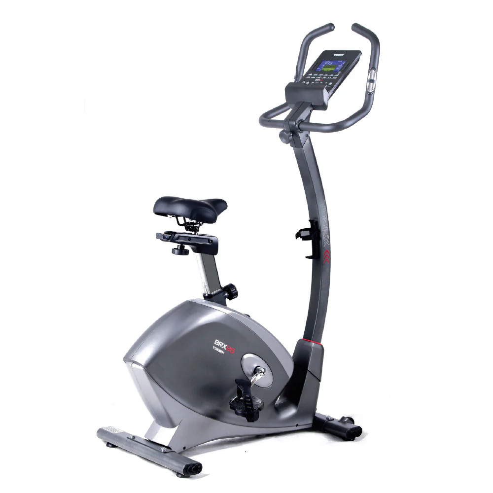 Toorx BRX-95 Cyclette con frenaggio magnetico, console LCD multicolor, regolazione sforzo motorizzata, cardio wireless, 32 livelli, peso volano 10 kg