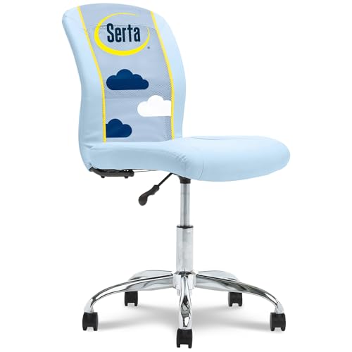Serta Essentials   Sedia da lavoro ergonomica senza braccioli, con schienale basso, girevole, in ecopelle e rete, blu : Amazon.it: Casa e cucina
