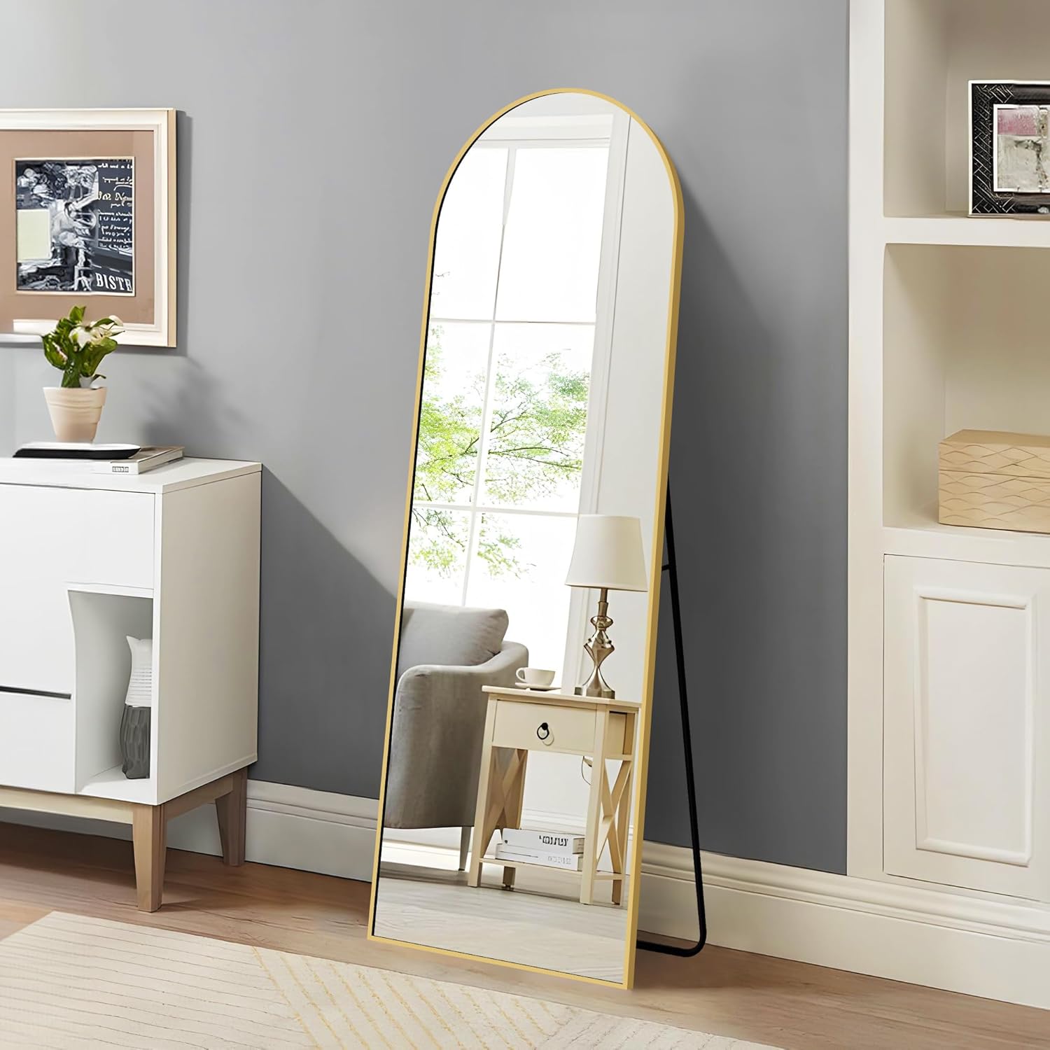 WOLIBEER Specchio a Figura Intera Grande 192 x 85 cm, Specchio a Figura Intera con Cornice in Alluminio Dorato Specchio da Parete Specchio da Terra per Camera da Letto, Ingresso, Corridoio