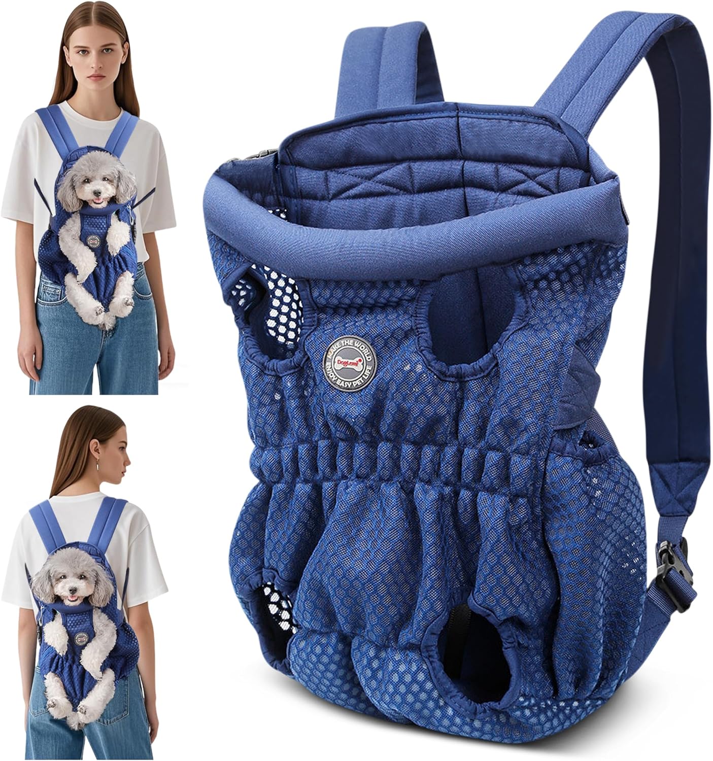 ALLSOPETS Dog Cat Backpack - Breathable and Comfortable Front Dog Backpack with Safety Hook, Ideal for Travel Hiking Camping (Olive Green, L)