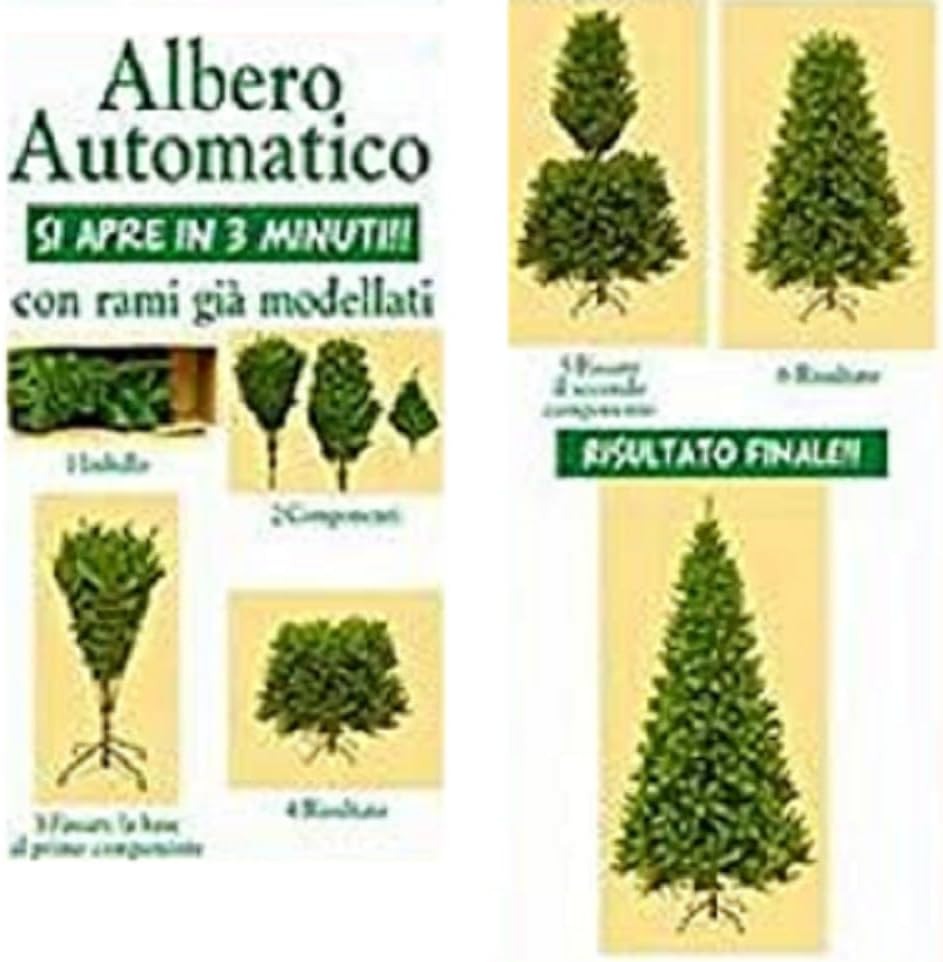 Albero di natale Pino 150 180 210 240 270 CM SUPER FOLTO REALISTICO VERDE NATALE (180CM)