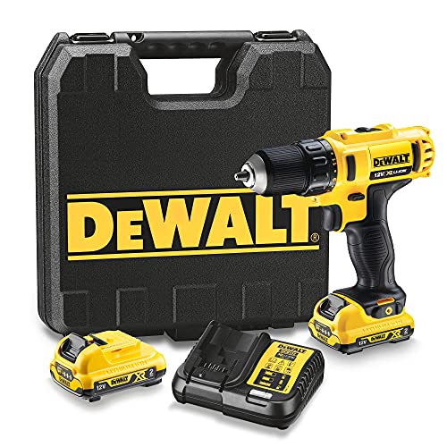 DEWALT DCD710D2 qw Trapano Avvitatore, 2 velocità, 2.0 Ah, con Doppia Batteria in Valigetta, 10.8 V, Giallo/Nero : Amazon.it: Fai da te