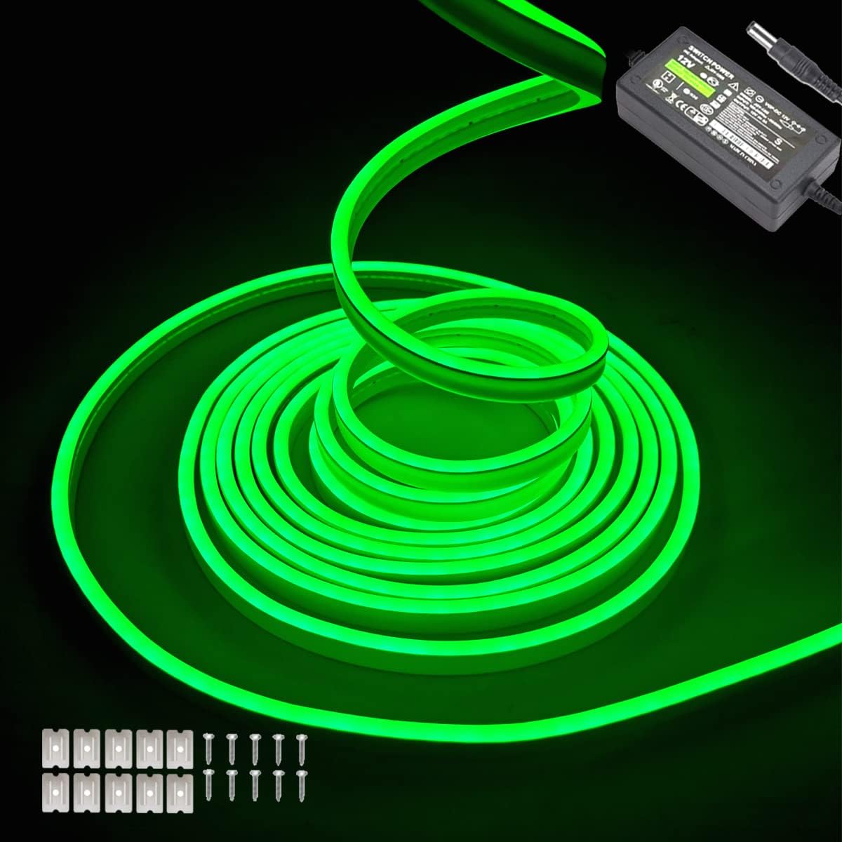 Balabaxer Striscia luminosa Rosso al neon, 16.4ft/5m 12V DC 600 SMD2835 LED impermeabile, per la decorazione interna ed esterna