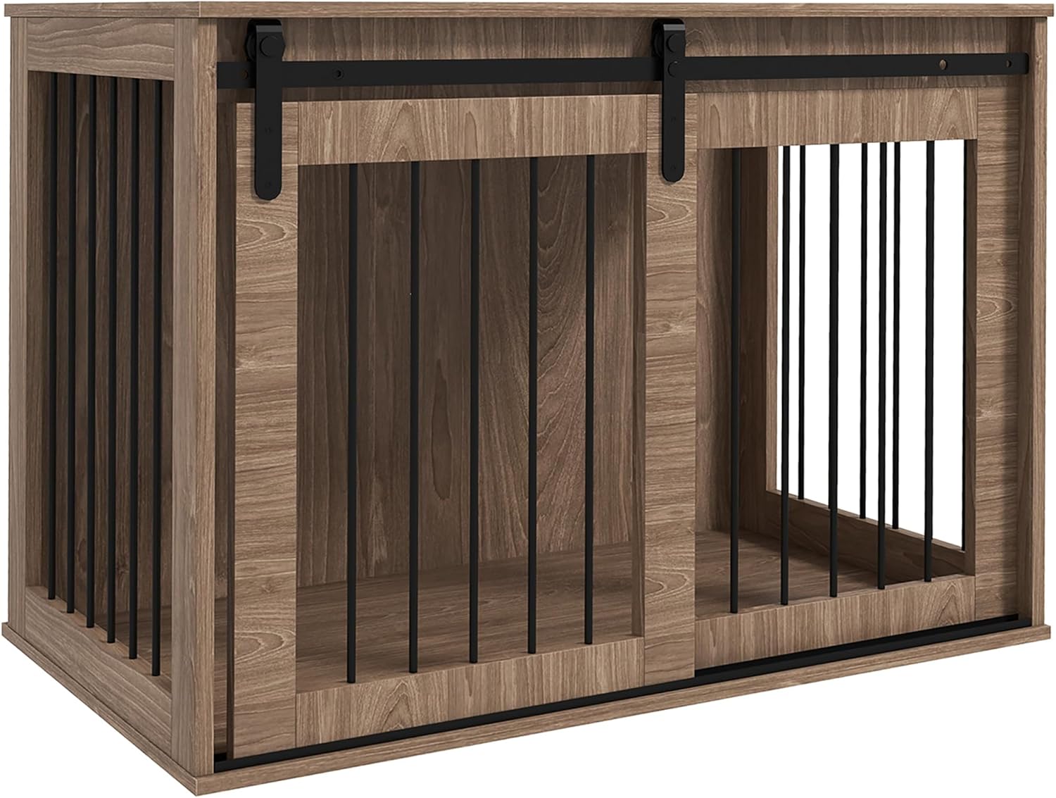 PawHut Casetta per Cani Grandi Multiuso, Kennel per Cani in Legno con Porta Scorrevole per Interno, 98x58x61cm, Marrone