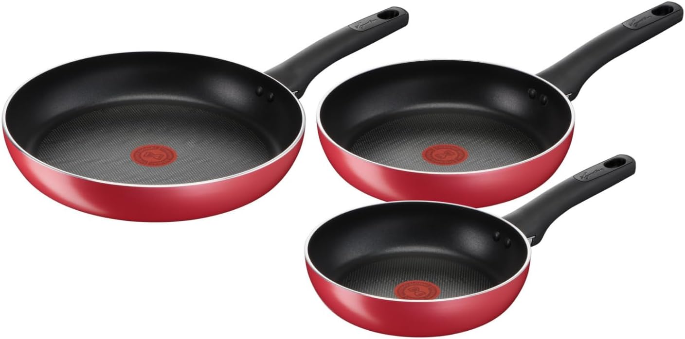 Lagostina Cucina Mediterranea Set of Non-Stick Frying Pans in Aluminium Diameter 20/24/28 cm, 3 Pieces, Induction Cookware, Gas and Oven, Thermo-Signal Cooking Indicator, Ergonomic Bakelite Handles