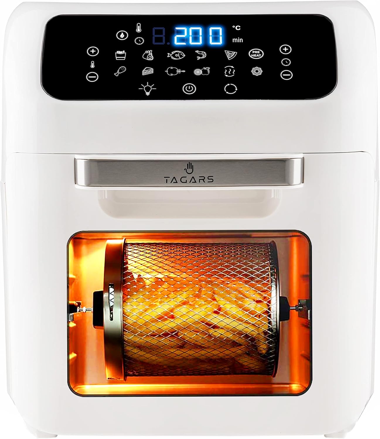 Tagars 12 Litre Hot Air Fryer Oven with Digital Display, Fast Heating System, 12 Cooking Programs, Adjustable Timer and Temperature 1800 W (12 Litres, Black)
