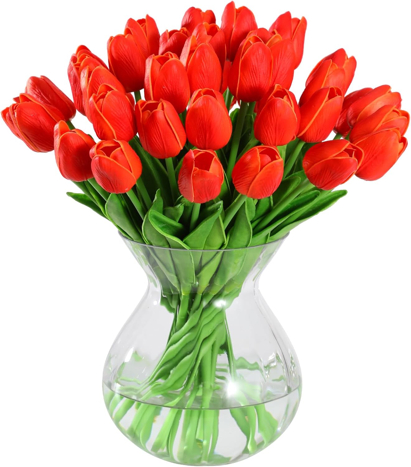 JUSTOYOU Mazzo da 20 tulipani artificiali in lattice dall’effetto realistico, fiori finti da bouquet per matrimonio, casa, giardino, decorazioni, bianco