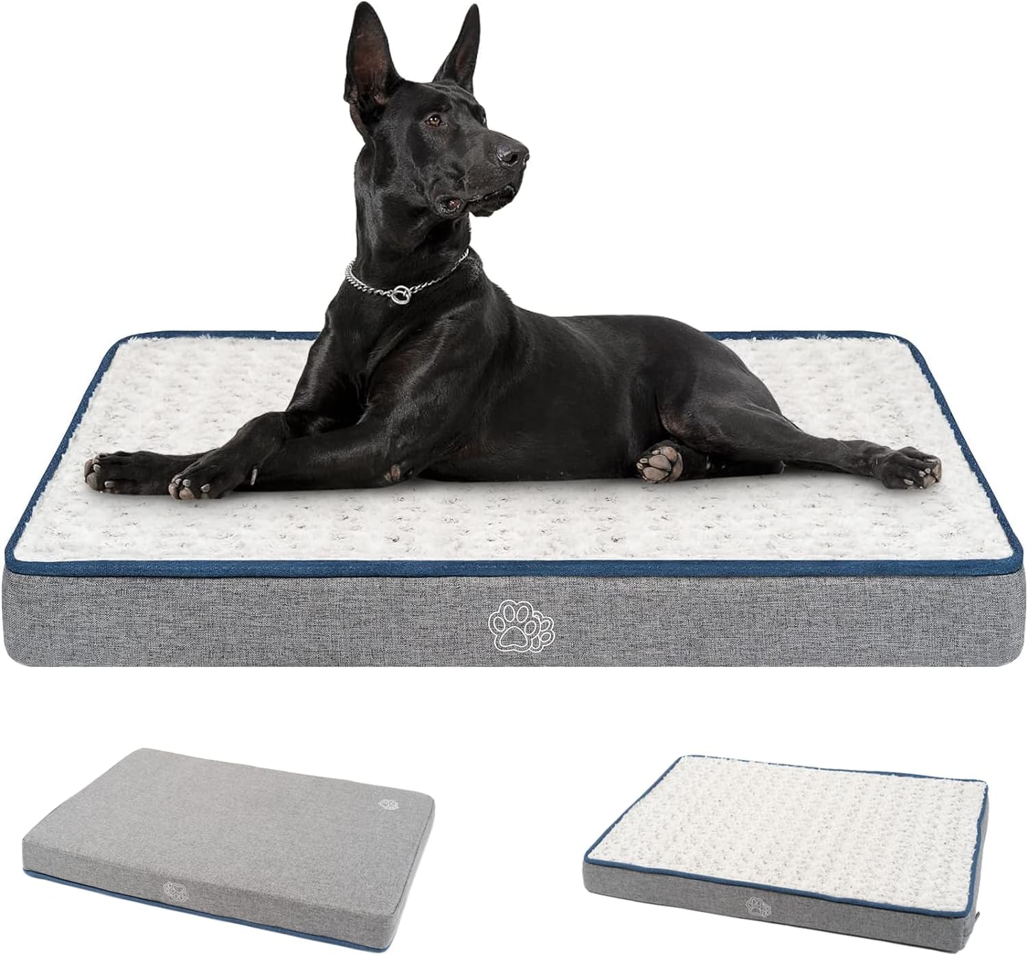 EMPSIGN Waterproof Cushion Mat for Dogs Large Size Removable Washable Mat, 90 x 60 x 7.5 cm, Grey