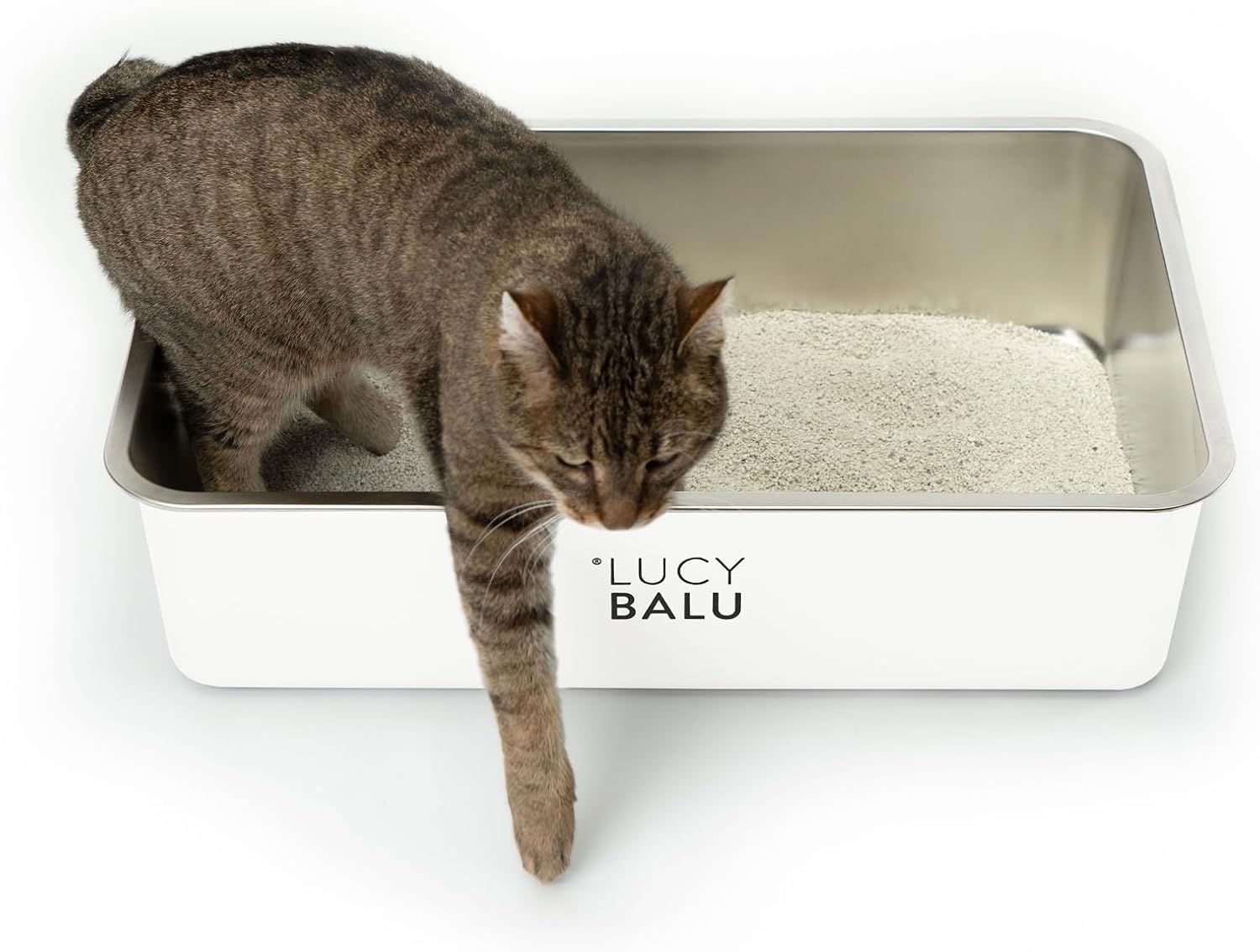 LucyBalu® STEELOO Stainless Steel Cat Litter Tray | Large Open Litter Tray with Top Entrance | Cat Toilet