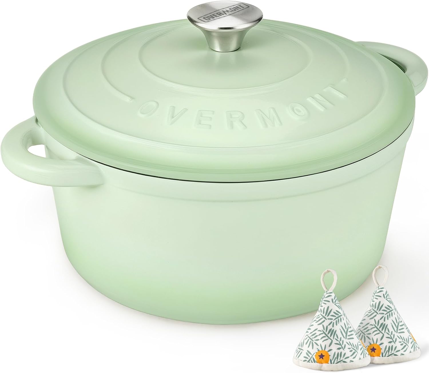 Overmont Enameled Cast Iron Casserole Dish - Non-Stick Dutch Oven with Lid - Round Cocotte for Suitable for Hobs and Induction Ovens