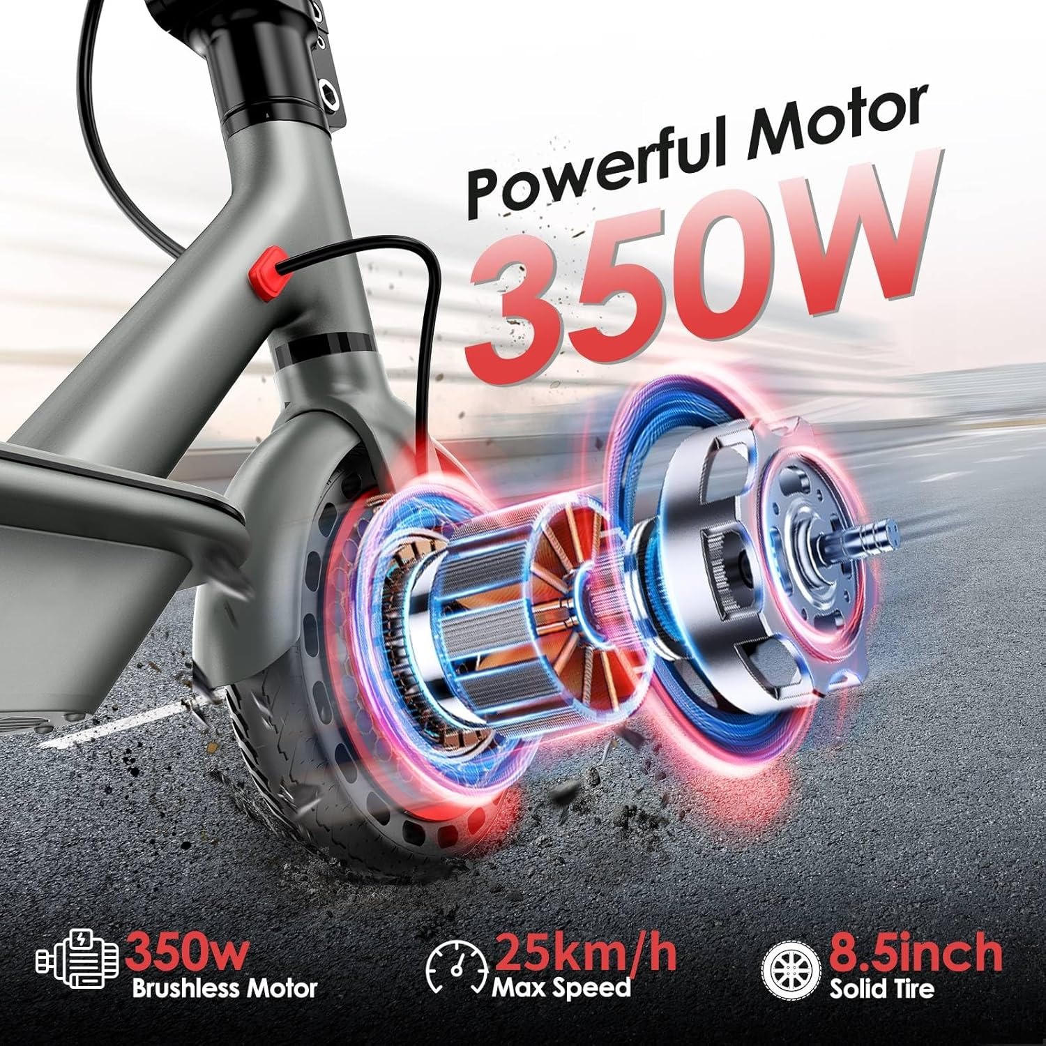 Monopattino Elettrico Adulto, Pneumatici da 8,5