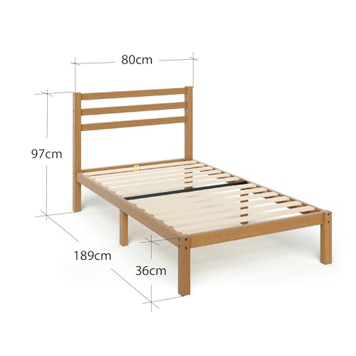 Zinus Leah Letto 80 x 190 cm   36 cm di Altezza   Struttura letto in bambù e legno con testiera   Marrone : Casa e cucina