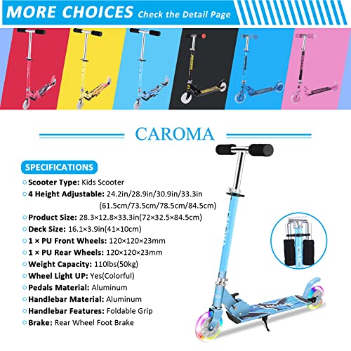 Monopattino Bambino 2 Ruote,4 Altezze del Manubrio Regolabili,2 Ruote Lampeggianti,Pieghevole,Carico Max 50 kg,Scooter per Bambini Bambina Kid Ragazzo Ragazza dai 3 agli 12 Anni : Giochi e giocattoli