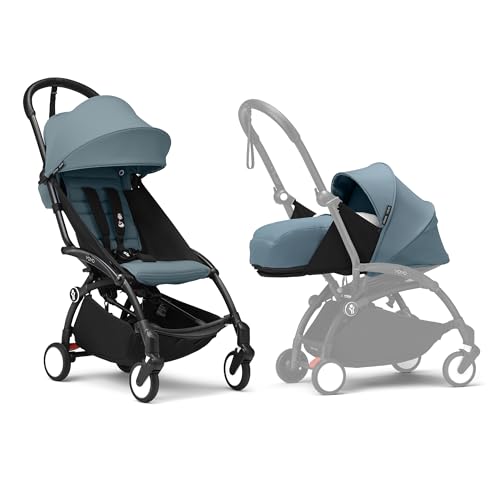 Stokke YOYO Black Frame with YOYO 6  Color Pack (Aqua) and Newborn Pack (Aqua) : Prima infanzia