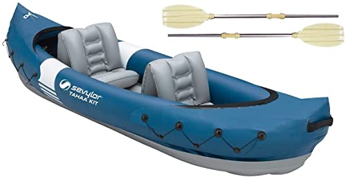 Sevylor Tahaa Kayak con pagaia, Canoa Gonfiabile 2 Persone, Barca a Paddle con Robusto Guscio in PVC, Cinghie per Il Fissaggio dei Bagagli, Struttura a Barre per un'elevata stabilità in Acqua : Amazon.it: Sport e tempo libero