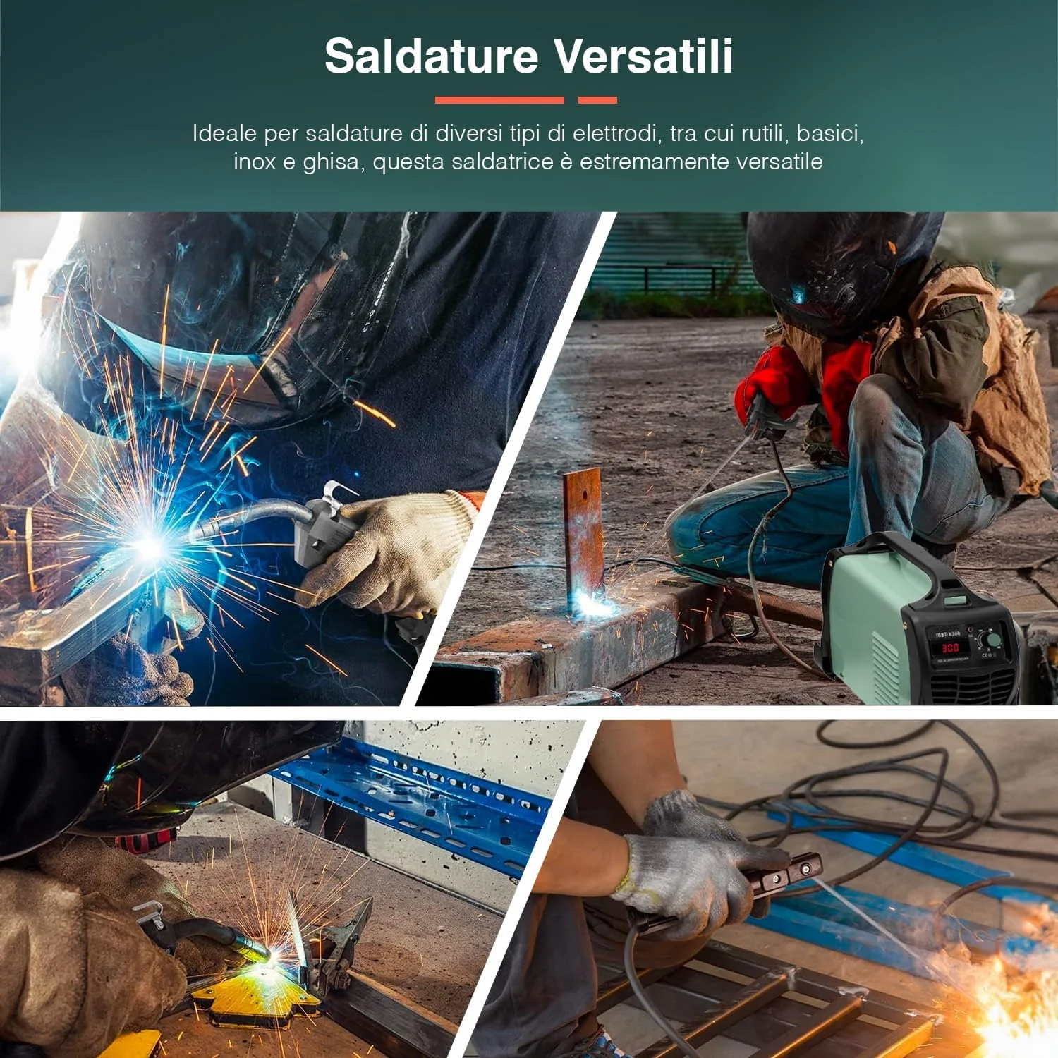 Saldatrice Inverter Ad Elettrodo Mma In Corrente Continua Con 5 Accessori