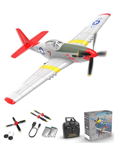 VOLANTEXRC Aereo RC 4 canali P51D Mustang Giocattolo da caccia per aereo telecomandato, Stabilizzatore giroscopico a 6 assi da 2,4 GHz Aereo per aliante RTF, Facile da pilotare per Adulti Principianti : Giochi e giocattoli