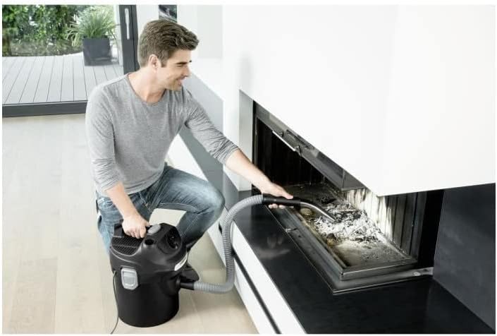 Kärcher AD 2 Portable Ashtray Fireproof, Self-Cleaning Filter, Powerful Suction 150AW, 600W, 14L Container, Yellow/Black