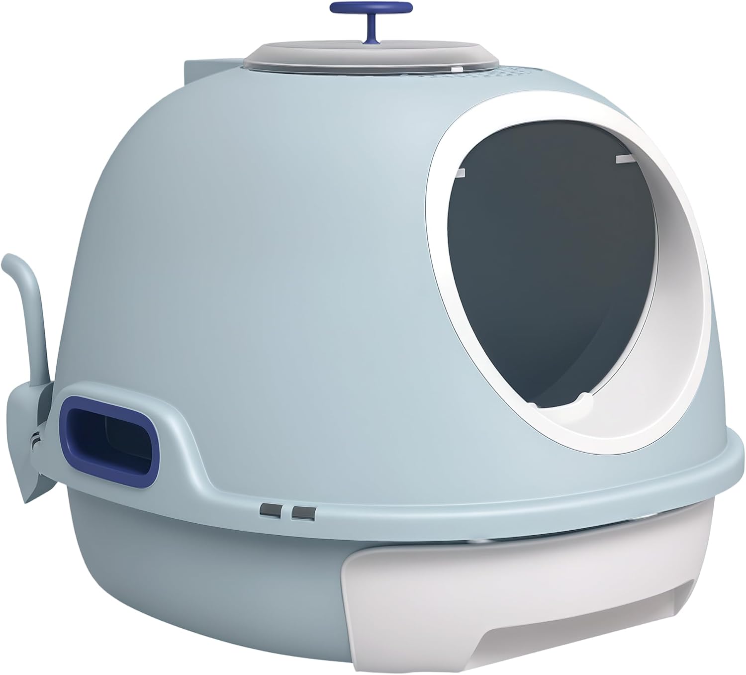 PawHut Cat Litter Box with Lid, Closed Cat Litter Tray with Removable Tray, 2 Entrances and Scoop, 47 x 55 x 44 cm, Pink