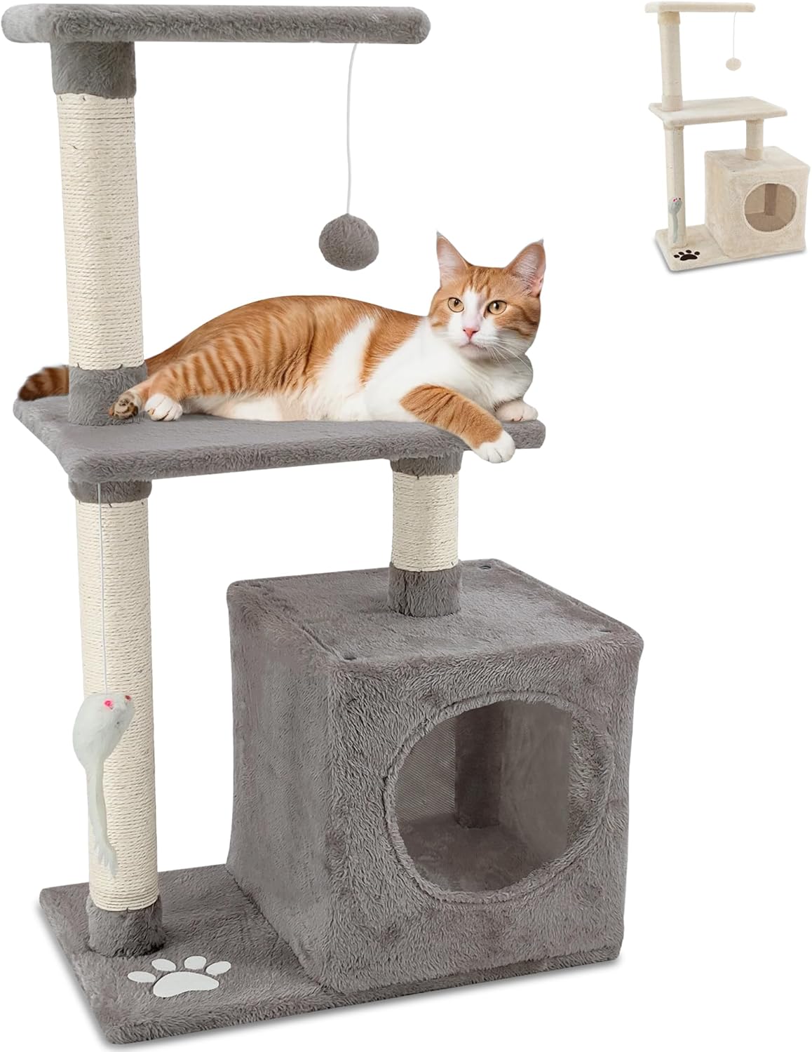 Beltom® Scratching Post for Cats 85 cm. Playground Scratching Sisal Cat Tree Cat Scratching Gym – Grey