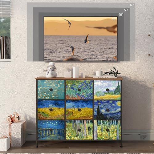 VEDECASA   Cassettiera sottile, alta, con 9 cassetti , motivo Van Gogh, per cameretta dei bambini, soggiorno, corridoio, camera da letto, ufficio, struttura in metallo e pannello in legno : Amazon.it: Casa e cucina