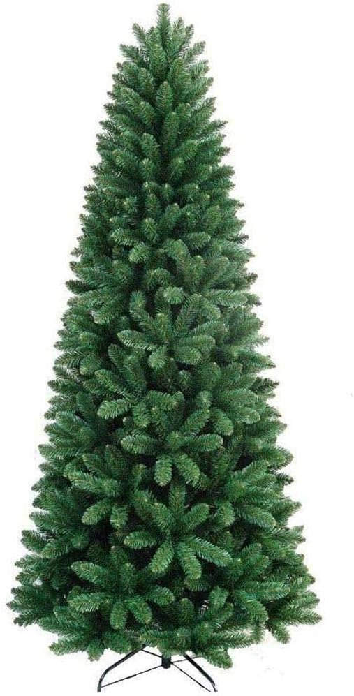 Bakaji Albero Di Natale SLIM Molto Folto Nuova Versione Pino Dei Sogni Ecologico e Ignifugo Con Base a Croce In Ferro Pieghevole Apertura a Stella Verde (210 cm)