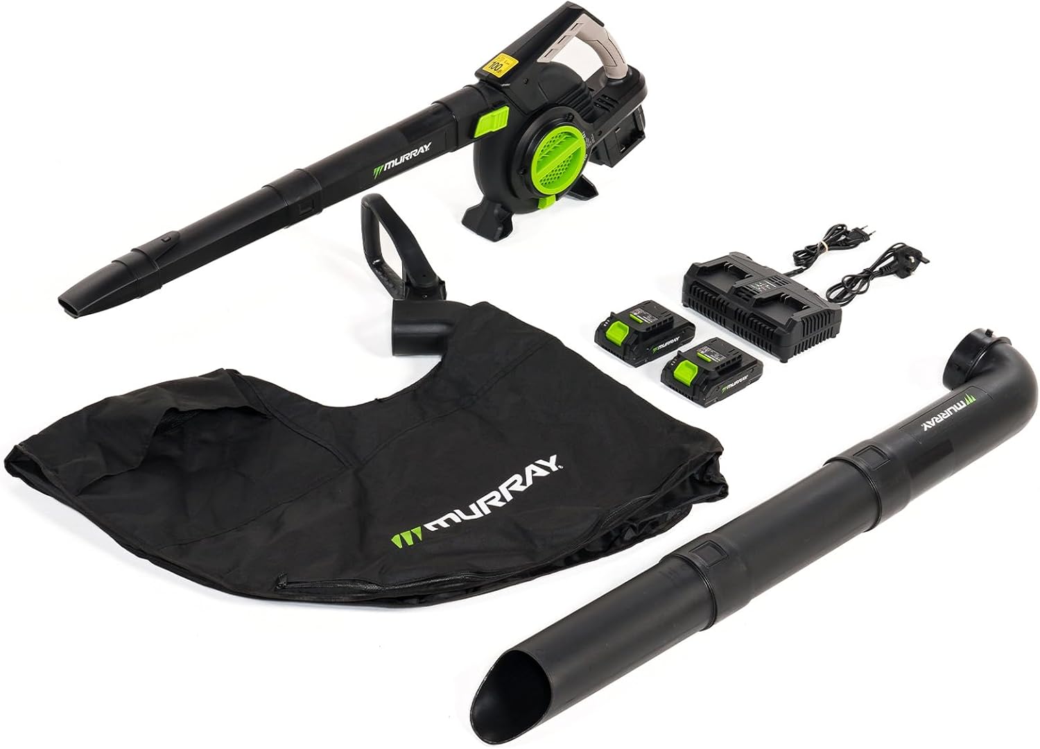 Murray MU-BAT-VB270-KIT 20V 3-in-1 Battery Leaf Blower and Vacuum Cleaner - Brushless Motor, Intelligent Control, 4 Speeds+TURBO, 45L Dust Bag, Quick Assembly