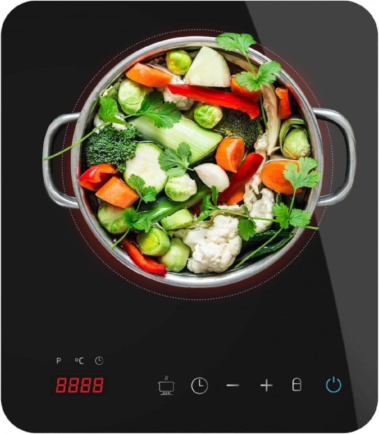 Cecotec Piastra a induzione digitale Full Magma Double. 3500W, 2 fornelli, portatile, con vetro di sicurezza, controllo touch e programmabile.