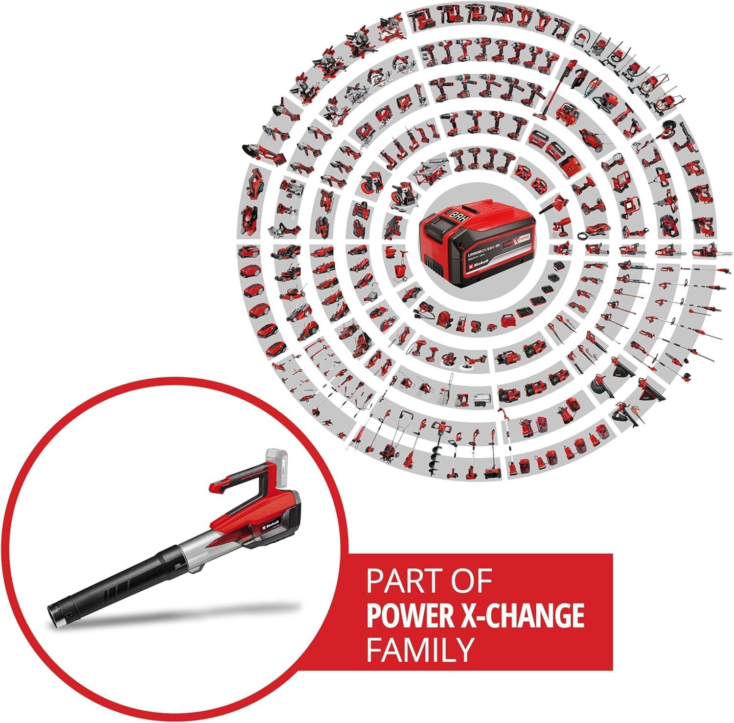 Battery Leaf Blower GP-LB 18/200 Li E-Solo Power X-Change by Einhell (Li-Ion, 18V, Brushless, Rotation Adjustment, Axial Impeller, No Battery and Charger)