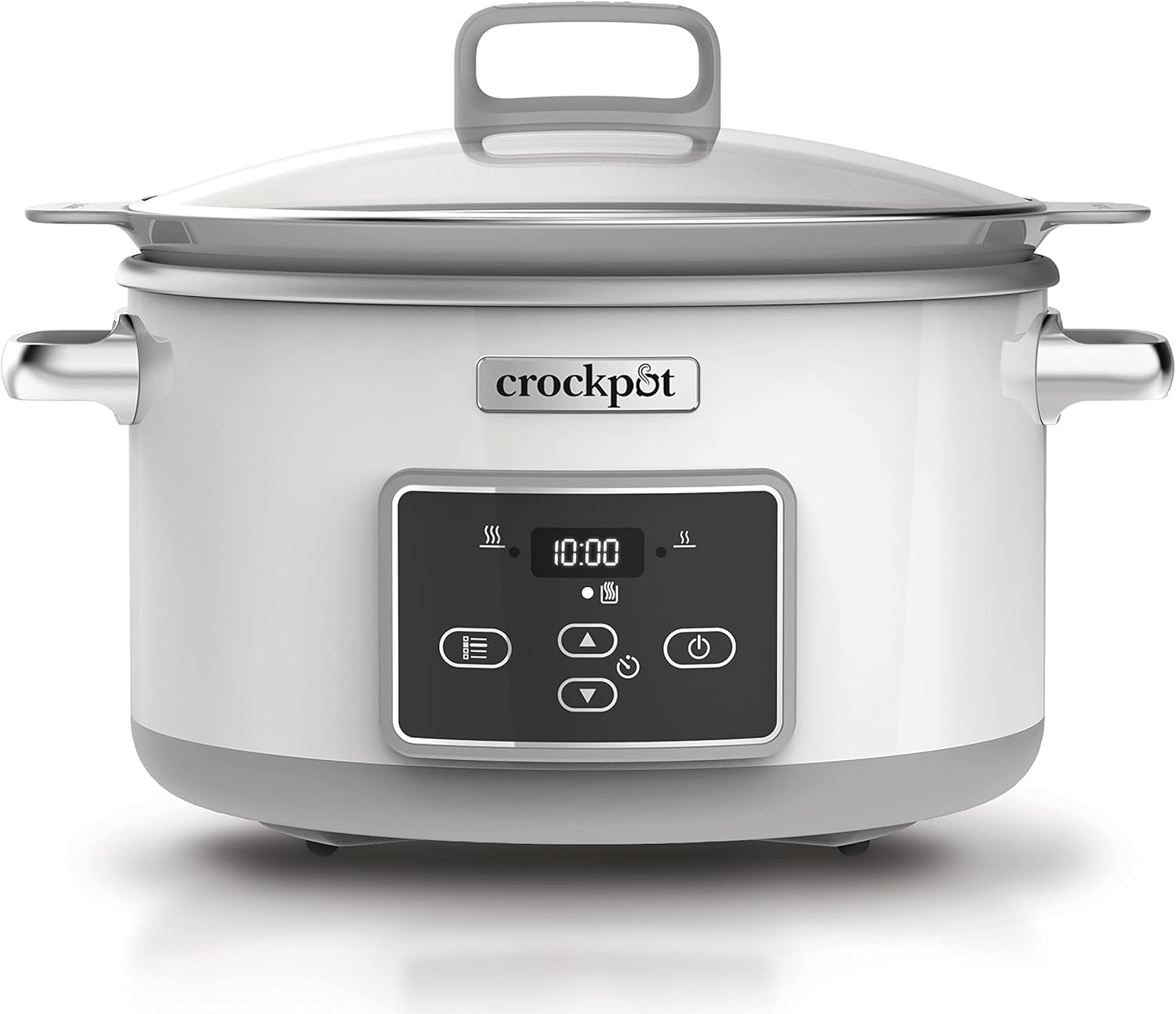 Crock-pot Slow Cooker, Slow Cooker, 5 Litres, Up to 6 People, Automatic Shutdown, DuraCeramic, Sauté for Sauté for Sauté on Gas and Induction, 2 Cooking Settings and Automatic Warm, White