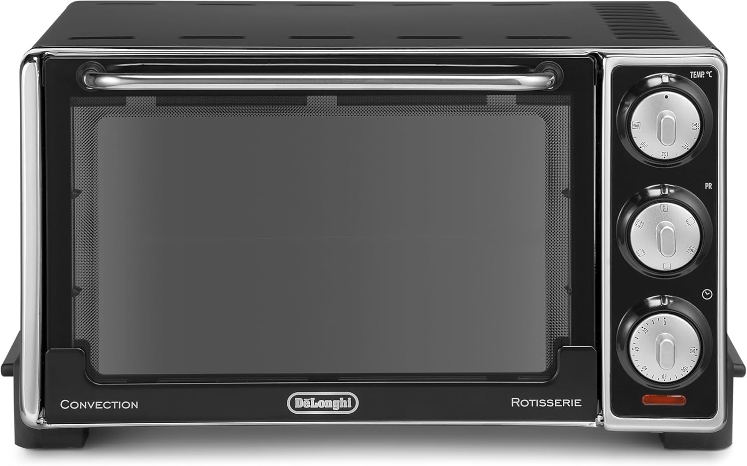 De'Longhi EO20792 Forno Elettrico da 20 Litri con Spegnimento Automatico, 7 Funzioni Cottura, Timer, in Dotazione Spiedo Girarrosto con Impugnatura, Porta Doppio Vetro, Termostato Regolabile, 1300W