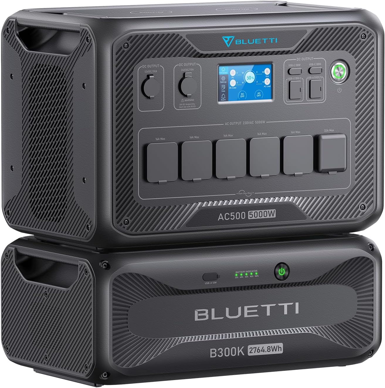 BLUETTI Power Station AC500 & B300S Expandable Battery, 3072Wh LiFePO4 Battery, 6 5000W AC Outputs (10KW Peak), Works with Alexa, Modular Power System for Home, Emergency