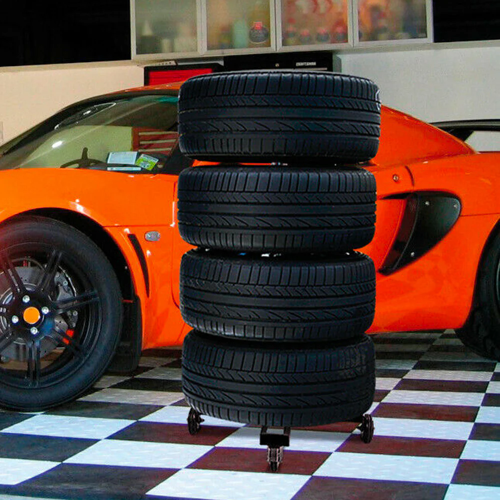 Carrello Porta 4 Pneumatici Con Supporto Ad Asta 100kg