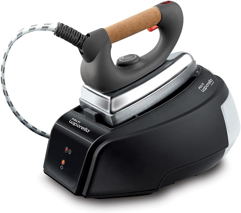 Polti Vaporella Forever 615 Pro, Steam Iron with Boiler with Unlimited Autonomy, Pressure 4 Bar, Power 2150 W, 0.7 L Removable Tank, Heating in 3 Minutes, Black and Steel