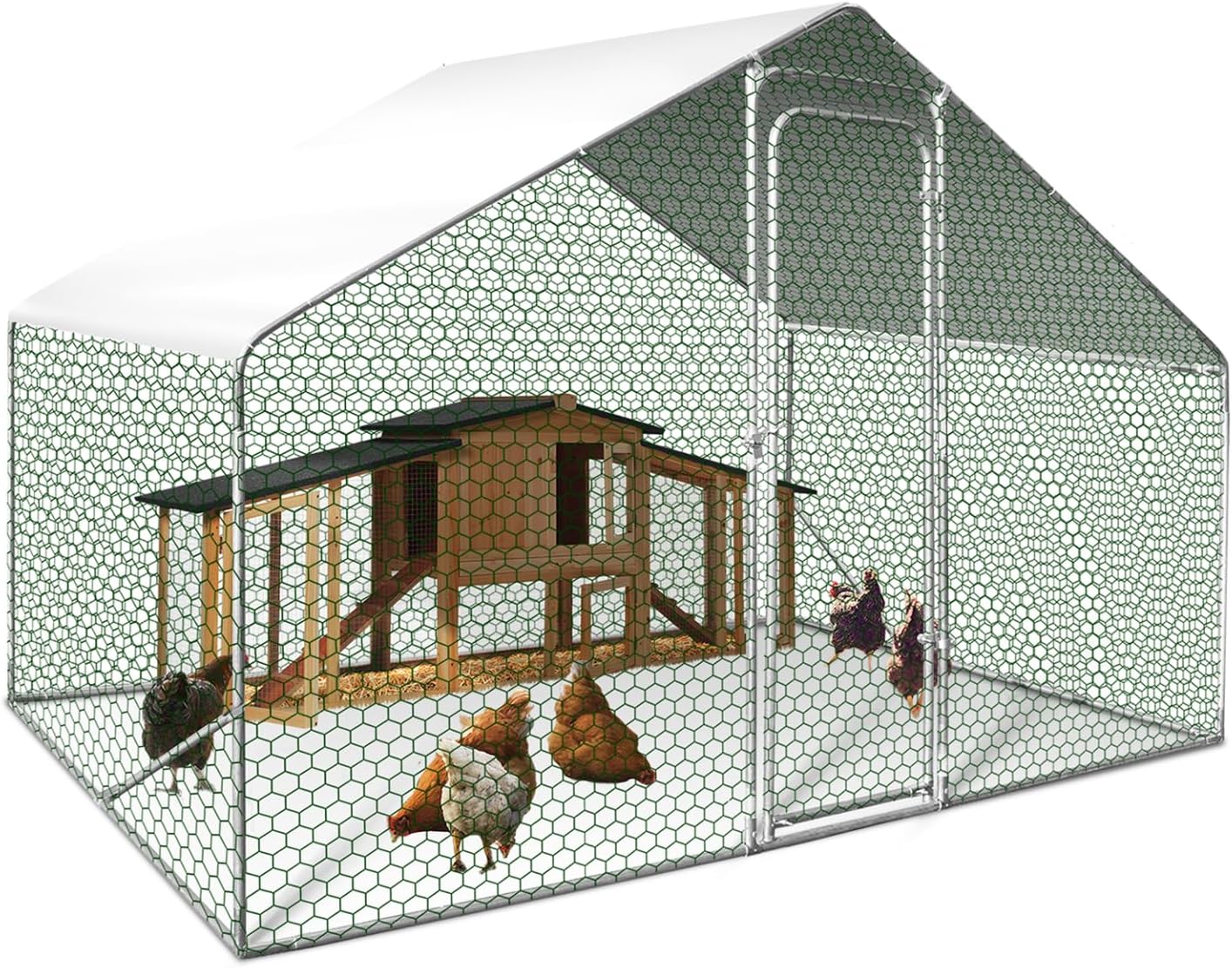 IDMarket Recinto per pollaio da 6 m² e 3 x 2 m, in acciaio zincato