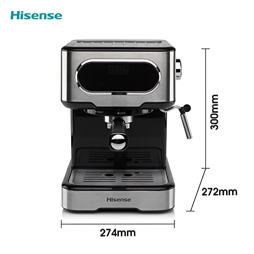 Hisense, HESCM15DBK, Macchina da caffè espresso manuale, macinato e compatibile con cialde ESE 44 mm, Pressione 15 bar, Schermo Touch, 1100W, Silver, 27.4x30x27.2 cm : Amazon.it: Casa e cucina