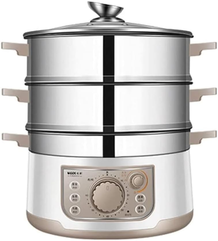 13L Stainless Steel Food Steamer Steamer, Energy Saving 3 Levels with 60 Minute Timer, 1500W Compact Meat and Dumpling Steamer