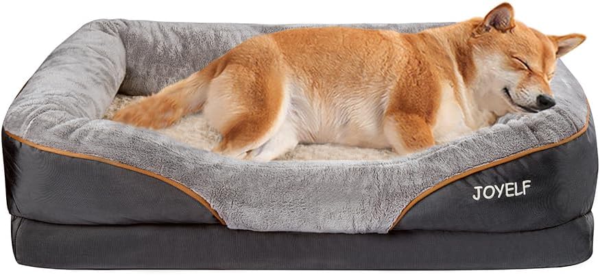 JOYELF Small letto per cani in memory foam, letto per cani ortopedico e divano con rivestimento rimovibile e lavabile cuccia per cani di taglia grande e giocattoli squeaker come regalo