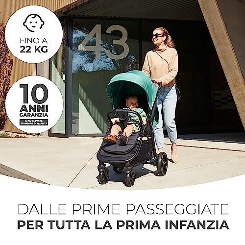Kinderkraft RINE Passeggino leggero fino 22 kg, Chiusura con una mano, Capotta impermeabile con filtro UPF50 , Barra di sicurezza girevole, Portabicchiere, Grigio : Prima infanzia