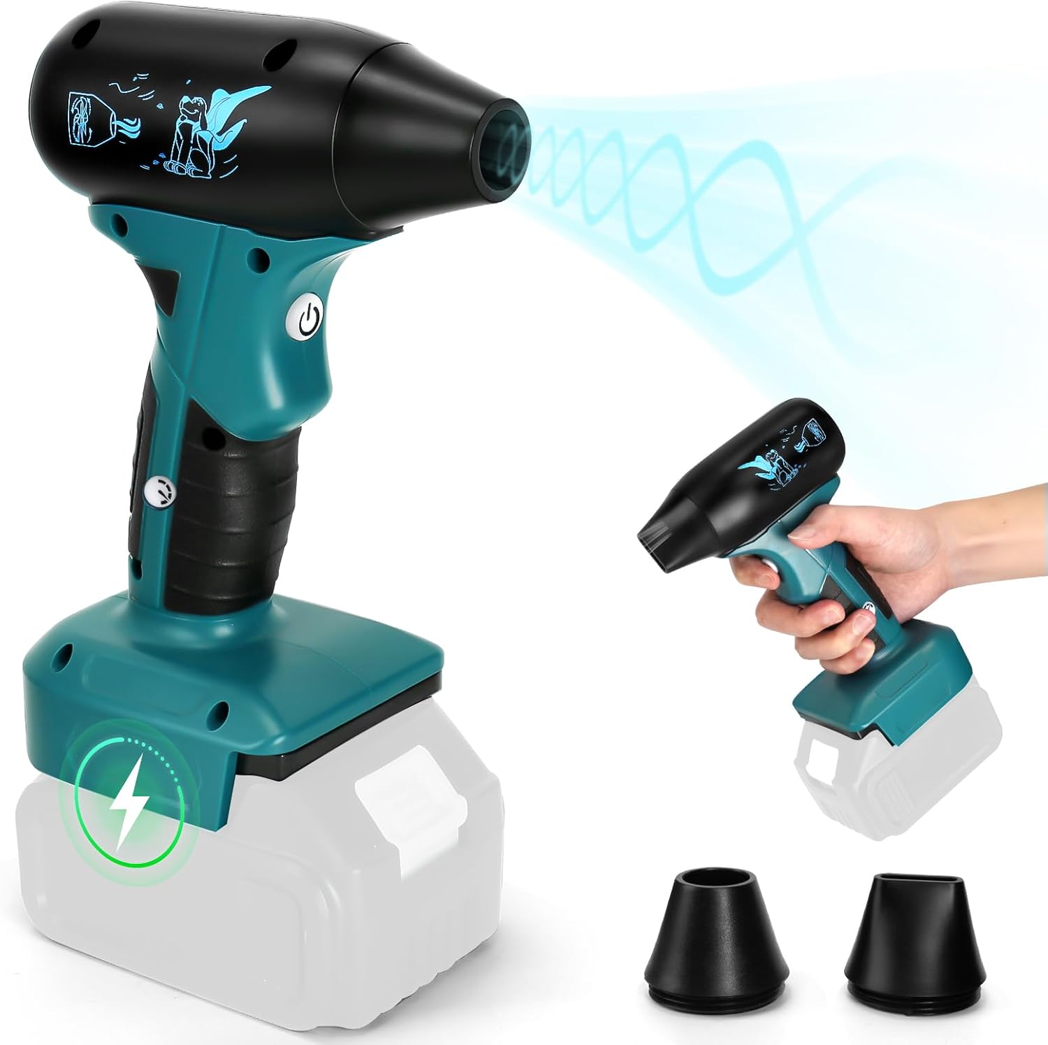 Lieberwell Mini Blower for Makita Battery 18 V, Leaf Blower 130000 RPM 180 W, Portable 4 Speed Dust Blower, Industrial Jet Dry Turbo Fan (Without Battery)