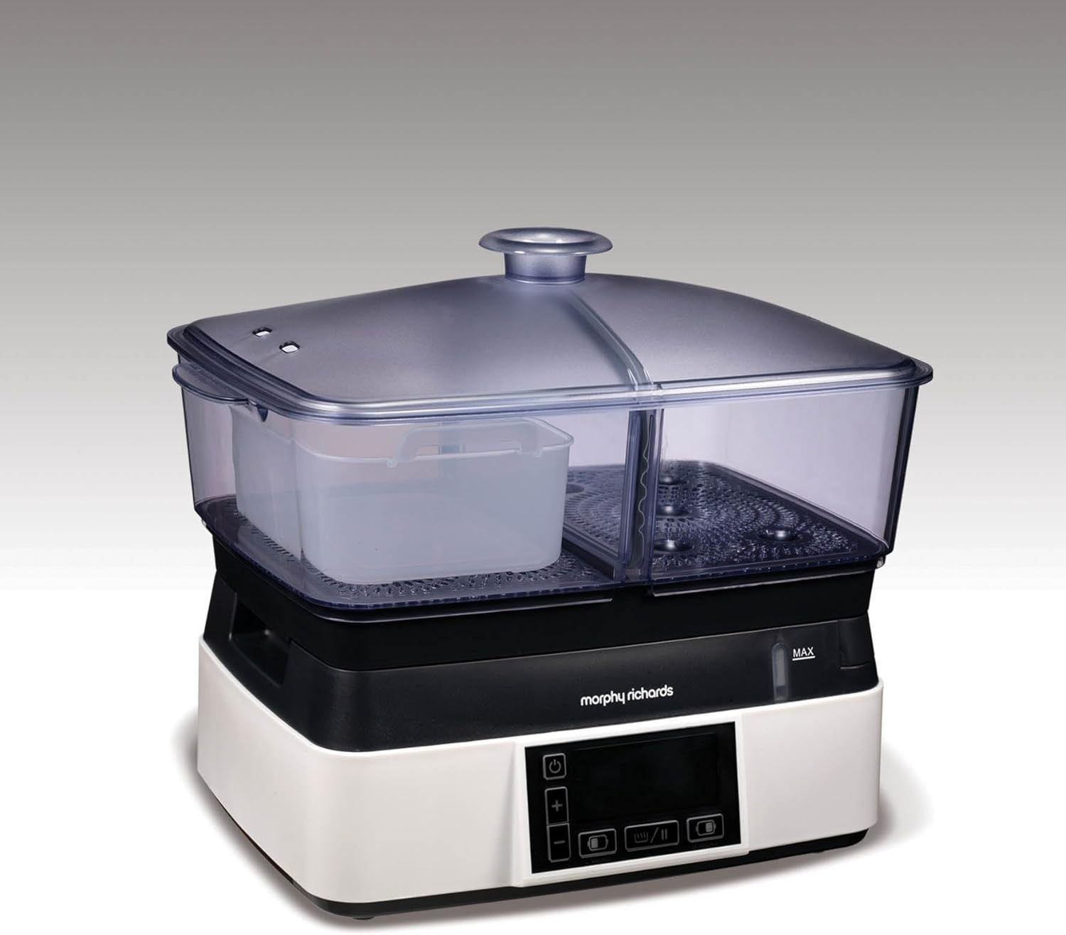 Morphy Richards Intellisteam Compact Steamer: 6 Litres, Stainless Steel, White, Includes Bowl Accessories