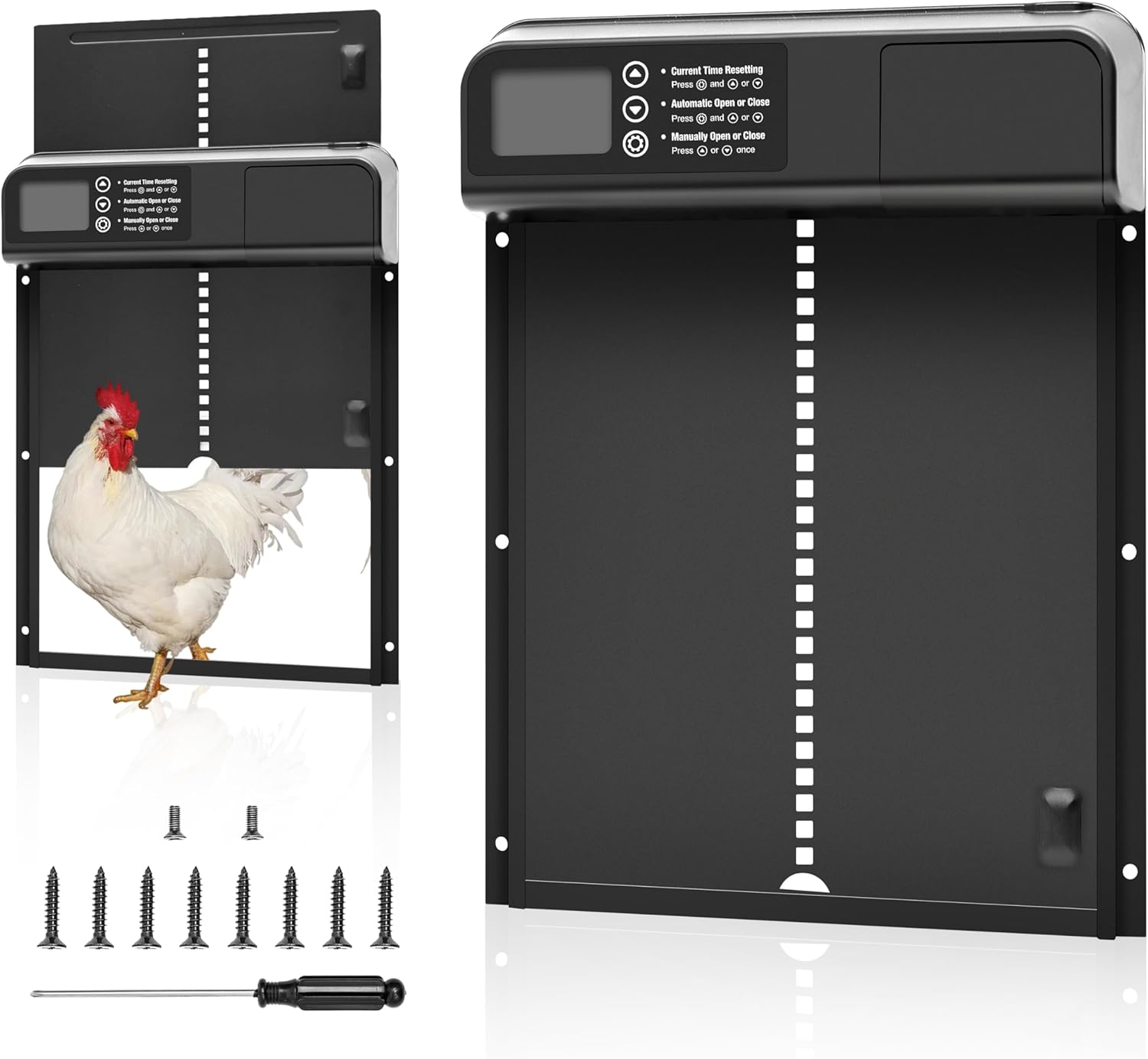 Porta Automatica Pollaio con Modalit脿 Temporale, Pollaio Elettrico con Ampio Display Impermeabile, per una Conservazione Sicura del Pollo, Disponibile Anche per Porte Automatiche di Gattini e Cuccioli