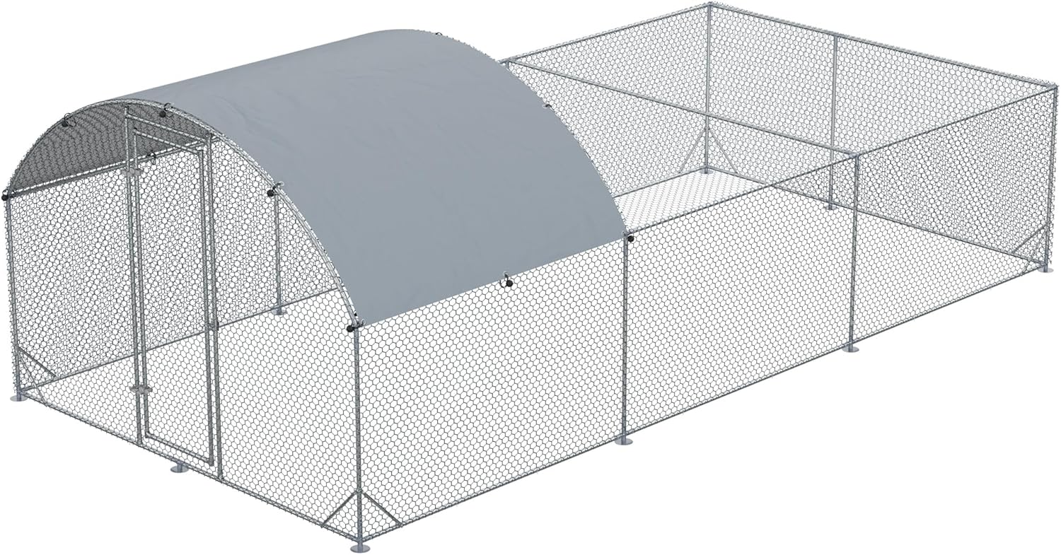 PawHut Outdoor Steel Playpen for Hens and Rabbits with Anti-UV PE Cover, 5.7 x 2.8 m