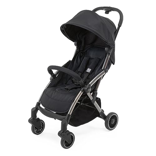 Chicco Cheerio Passeggino Leggero e Compatto da 0 mesi a 15kg (portata max 18kg), Passeggino Pieghevole, Posizione Nanna, Chiusura Automatica in 1 Gesto, Capotte Parasole e Parapioggia, Nero : Prima infanzia