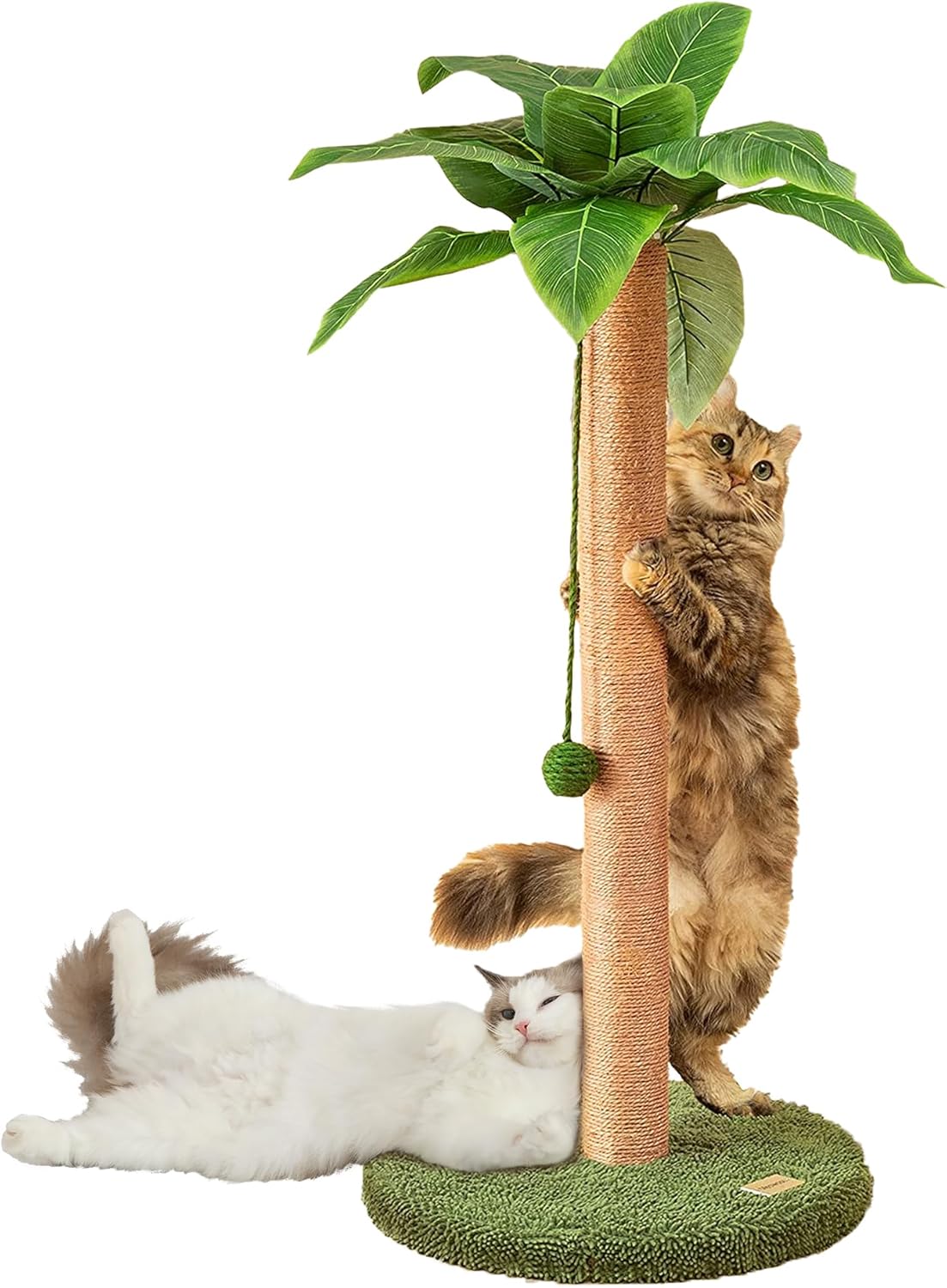 MEOWOOU 84 cm Cat Scratching Post Tall with Sisal Rope Indoor Adults Cute Scratching Post for Kittens Scratcher Green Pole