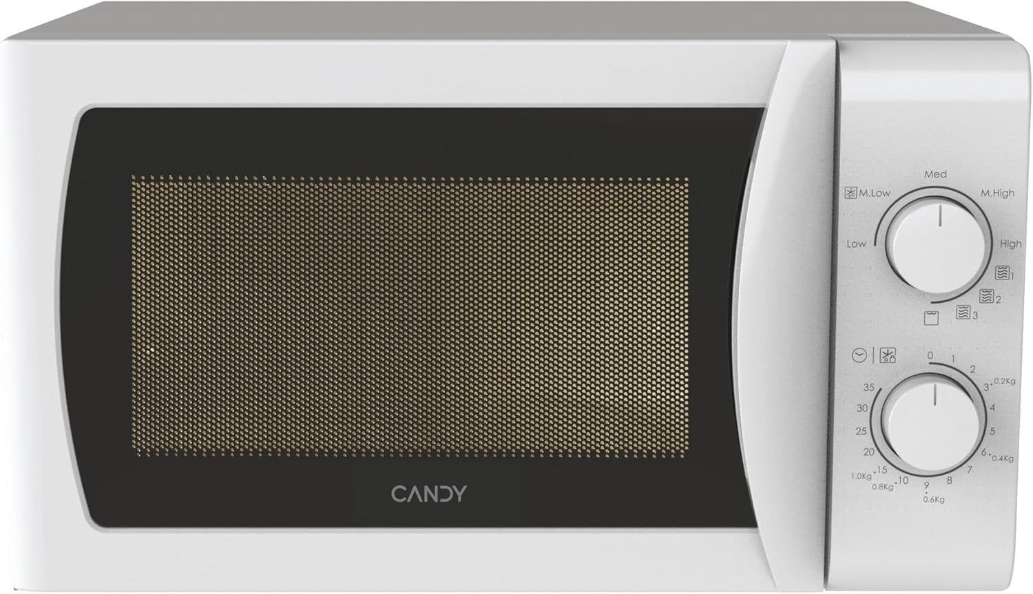 Candy Idea CMG20SMW Microwave Oven with Grill, 20 Litres, 700 W, 5 Power Levels, Defrost Program, Timer and End-Cooking Signal, Freestanding, 44 x 35.8 x 26 cm, White