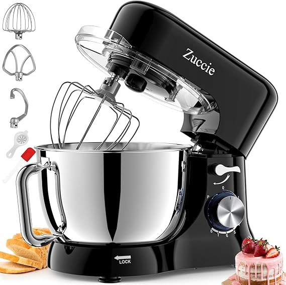 Impastatrice Planetaria, Zuccie 1000W Robot da Cucina Multifunzione, 5L 8 Velocità Impastatrice Professionale con Frusta, Gancio per Impastare, Frusta per Dolci, Ciotola di Acciaio Inossidabile (Nero)